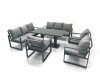 Fimous Garden Sofa Set Aluminium Furniture Rising Dining Tabe Set with 3 Chair Dark Grey
