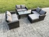 Fimous 7 Seater Rattan Wicker Garden Furniture Patio Conservatory Sofa Set with Coffee Table Double Seater Sofa Big Footstool