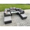 Fimous Outdoor Garden Furniture Sets 8 Seater Wicker Rattan Furniture Sofa Sets with Rectangular Coffee Table Love seat Sofa 2 Big Footstool 2 Side Tables