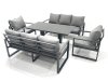 Fimous Garden Sofa Set Aluminium Furniture Rising Dining Tabe Set with 2 Chair Dark Grey