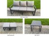 Fimous U-shaped Garden Furniture Set 11-Seater Aluminium Outdoor Dining Set with Adjustable Rising Lifting Dining Table Side Table 2 Small Footstools Dark Grey