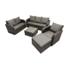 Fimous 3 Seater Sofa Reclining Chair Coffee Table Set Rattan Garden Outdoor Furniture Set with Big Stool Dark Grey Mixed