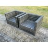 Fimous 2 PC Outdoor Rattan Single Sofa Chair Garden Furniture With Seat and Back Cushion Dark Grey Mixed