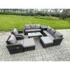 Fimous Wicker PE Rattan Sofa Set 10 Seater Outdoor Patio Garden Furniture Set with 2 Reclining Chairs Coffee Table Side Tables 2 Big Footstool Dark Grey Mixed