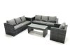 Fimous 7 Seater Rattan Garden Furniture Set Outdoor Lounger Sofa with Coffee Table Armchair Dark Grey Mixed