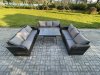 Fimous 9 Seater Wicker Rattan Garden Furniture Set with Rectangular Dining Table Patio Outdoor Lounge Sofa Set