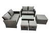 Fimous PE Rattan Garden Furniture Set Lounge Double Seat Sofa Coffee Table Set with 3 Stools Dark Grey MixedMixed