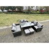 Fimous Rattan Outdoor Furniture Adjustable Rising Lifting Rectangle Dining Table Chairs Two Seater Love Sofa Sets Footstools 8 Seater