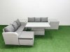 Fimous Outdoor Garden Furniture Sets 7 Seater Wicker Rattan Furniture Sofa Sets with Adjustable Lifting Dining or Coffee Table high Back Lounge Sofa Big Footstool 2 Side Table Light Grey