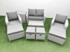 Fimous 9 PCs Rectangular Coffee Table Set Reclining Chair Inclining Sofa Seat Side Table 2 Big Footstool Light Grey