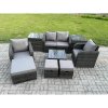 Fimous Rattan Garden Furniture Set Patio Conservatory Indoor Outdoor 9 Piece Set with Love Sofa Square Coffee Table 3 Footstools 2 Side Tables