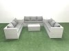 Fimous Rattan Garden Outdoor Furniture Set 9 Seater Garden Sofa Coffee Table Set Light Grey Mixed