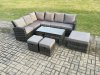 Fimous 9 Seat Rattan Garden Furniture Corner Sofa Set Outdoor Patio Sofa Table Set with 3 Footstools Dark Grey Mixed