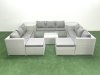 Fimous Rattan Garden Outdoor Furniture Set 11 Seater Rattan Garden Sofa Set with 2 Big Footstools 2 Side Tables Light Grey Mixed