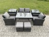 Fimous Rattan Wicker Garden Furniture Patio Conservatory Sofa Set with Rectangular Dining Table Armchair 2 Seater Sofa 2 Small Footstools 2 Side Tables