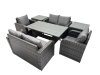 Fimous 6 Seat Outdoor Wicker PE Rattan Garden Furniture Set Dining Table Sofa Sets with 2 Side Tables Dark Grey Mixed
