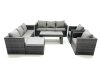Fimous Rattan Garden Furniture Sofa Set with Coffee table Armchair Big Footstool Dark Grey Mixed