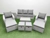 Fimous 9 PCs Rectangular Coffee Table Set Reclining Chair Inclining Sofa Seat 2 Big Footstool 2 Small Stool 1 Side Table Light Grey