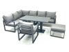 Fimous Aluminum Outdoor Garden Furniture Set Corner Sofa Big Footstool Chair Adjustable Rising Lifting Dining Table Sets Dark Grey