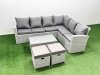 Fimous Garden Outdoor PE Rattan Furniture Set 8 Seater Rattan Garden Sofa Set with Oblong Coffee Table Light Grey Mixed