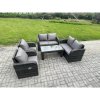 Fimous Patio Garden Furniture Sets Wicker 6 Seater Outdoor Rattan Furniture Sofa Sets with Rectangular Coffee Table Reclining Chair