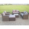High Back Dark Mixed Grey Rattan Sofa Set Outdoor Furniture Square Coffee Table Big Footstool Chairs 2 Seater Love Sofa 7 Seater