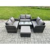 Fimous Rattan Garden Furniture Set 7 Seater Indoor Outdoor Patio Sofa Set with Coffee Table Loveseat Sofa Big Footstool Dark Grey Mixed