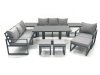 Fimous Outdoor Garden Furniture Set Aluminium Lounge Sofa Adjustable Rising Lifting Dining Table Sets with 3 Footstools 2 Side Tables Dark Grey