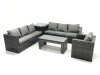 Fimous 7 Seater Rattan Garden Furniture Set Outdoor Lounger Sofa with Coffee Table Armchair Side Table Dark Grey Mixed