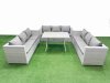 Fimous 9 Seat Outdoor Patio PE Rattan Garden Furniture with Cushions 3 Seater Sofa Light Grey