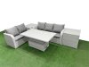 Fimous 5 Seater PE Rattan Wicker Garden Furniture Patio Conservatory Sofa Set with Adjustable Lifting Dining or Coffee Table 3 Seater Sofa Love Sofa 2 Side Table