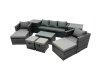 Fimous Outdoor Coffee Table Sofa Armchair Set with 2 Side Tables 2 Big Stools 2 Small Footstools Garden Furniture Set Dark Grey Mixed