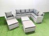 Fimous Rattan Garden Outdoor Furniture Set 9 Seater Rattan Garden Sofa Set with Armchair 2 Big Footstools Light Grey Mixed