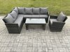 Fimous 7 Seater Outdoor Rattan Garden Furniture Set Corner Sofa Oblong Coffee Table Sets with Patio Armchair Dark Grey Mixed