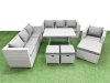 Fimous Outdoor Rattan Garden Furniture Dining Set 10-seater Patio Rectangular Table 3 Seater Sofa Armchair Set with 3 Stools