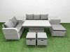 Fimous 8 Seater PE Rattan Wicker Garden Furniture Patio Conservatory Sofa Set with Adjustable Lifting Dining or Coffee Table 3 Seater Sofa Love Sofa 3 Stool 2 Side Table