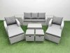 Fimous 10 PCs Rectangular Coffee Table Set Reclining Chair Inclining Sofa Seat 2 Big Footstool 2 Small Stool 2 Side Table Light Grey