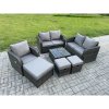 Fimous 7 Piece Garden Furniture Sets 6 Seater Outdoor Patio Furniture Set Weaving Wicker Rattan Sofa Chair and Table with 3 Footstools