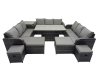 Fimous Rattan Garden Furniture Dining Set 13-seater Patio Height Adjustable Rising Lifting Table Sofa Set with Side Table Dark Grey Mixed