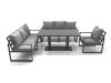 Fimous Outdoor Garden Furniture Set Aluminium Lounge Sofa Adjustable Rising Lifting Dining Table Sets Dark Grey
