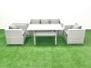 Fimous Garden Dining Set Outdoor Rattan Furniture Set with Sofa Dining Table 2 Chairs Side Table Light Grey Mixed