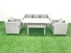 Fimous Garden Dining Set Outdoor Rattan Furniture Set with Sofa Dining Table 2 Chairs Light Grey Mixed