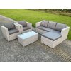 Fimous Light Grey Lounge Outdoor PE Rattan Garden Furniture Set Wicker Sofa Set Oblong Coffee Table With 2 Armchair