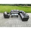 Fimous 7 Seater Wicker PE Rattan Sofa Set Outdoor Patio Garden Furniture Set with Side Table Reclining Chairs Coffee Table Dark Grey Mixed