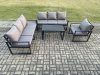 Fimous Aluminium 7 Seater Garden Furniture Outdoor Patio Sofa Set with Rectangular Coffee Table Armchair Dark Grey