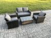 Fimous Outdoor Lounge Sofa Set Wicker PE Rattan Garden Furniture Set with Rectangular Coffee Table Double Seat Sofa Dark Grey Mixed
