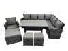 Fimous Rattan Garden Furniture Set Outdoor 10 Seater Patio Dining Corner Sofa Sets with Dining Table Chair Dark Grey Mixed