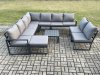 Fimous 10 Seater Patio Outdoor Garden Furniture Aluminium Lounge Corner Sofa Set with Square Coffee Table with Big Footstool Dark Grey