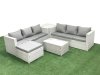Fimous Garden Outdoor PE Rattan Furniture Set 7 Seater Rattan Garden Sofa Set with Big Footstool Side Table Light Grey Mixed