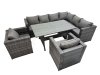 Fimous Rattan Garden Furniture Set Outdoor 8 Seater Patio Dining Corner Sofa Sets with Dining Table 2 Chairs Dark Grey Mixed